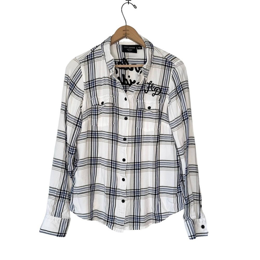 Harley Davidson | Women's Classic Racer Plaid Shirt Size Large - Picture 3 of 13
